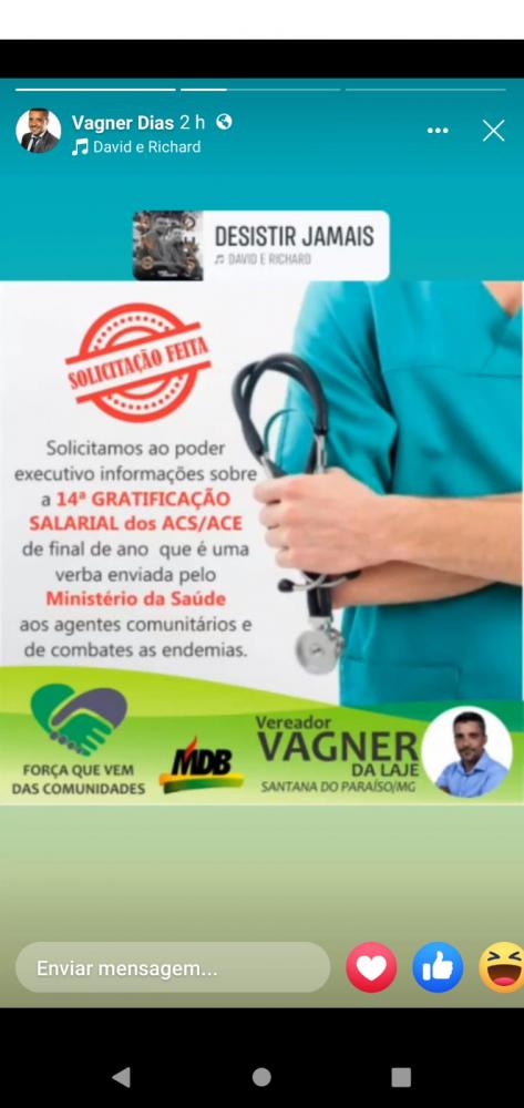 Vereadores querem 14º salário com recurso da saúde em Santana do Paraíso 